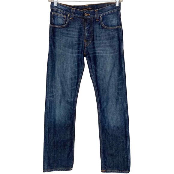 NUDIE Jeans Average Joe Straight Leg Cold Denim Wash Stretch Size 31 x 30 Italy - Picture 1 of 16